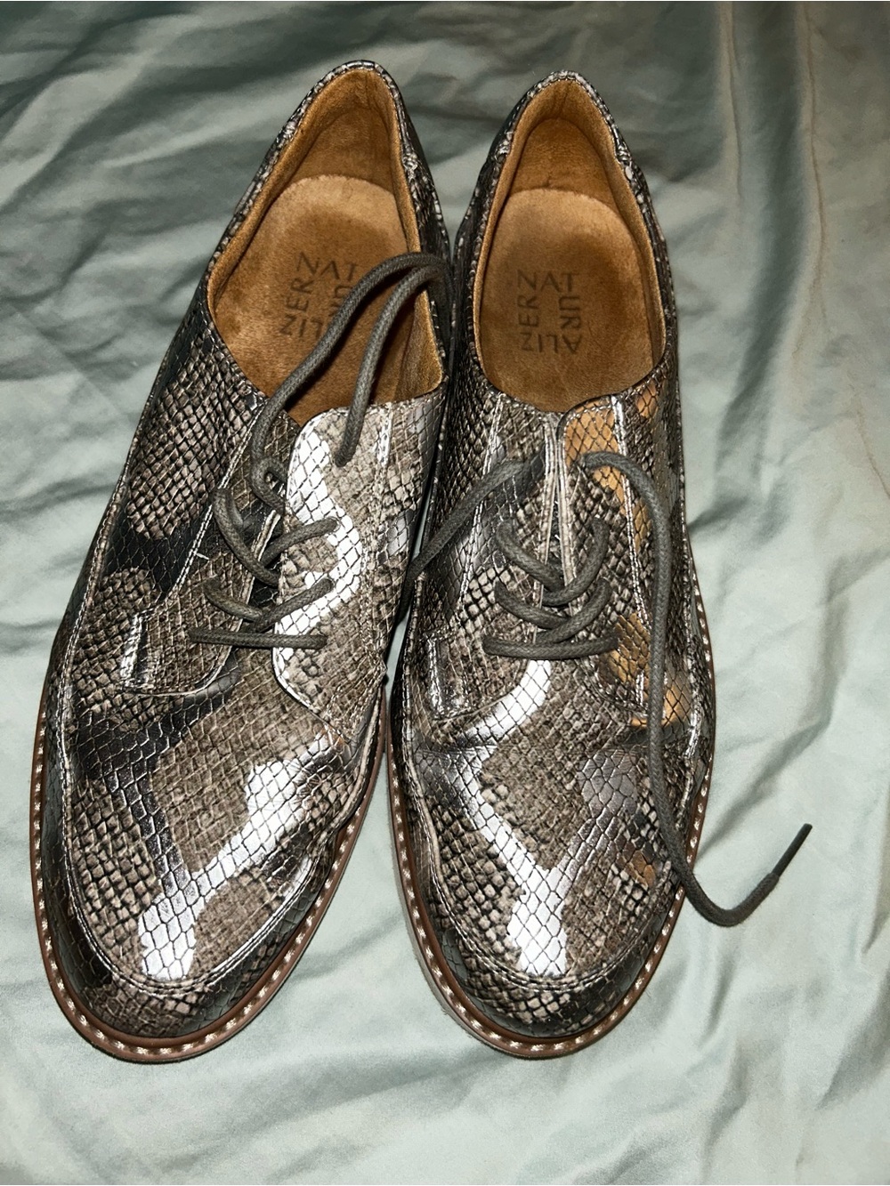Preworn Naturalizer Metallic Snakeskin Oxfords